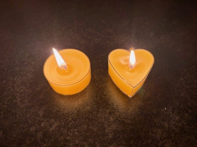 100% Real Raw Pure Organic Beeswax Transparent Heart Tea-lights x 500No.