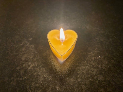 100% Real Raw Pure Organic Beeswax Transparent Heart Tea-lights x 500No.